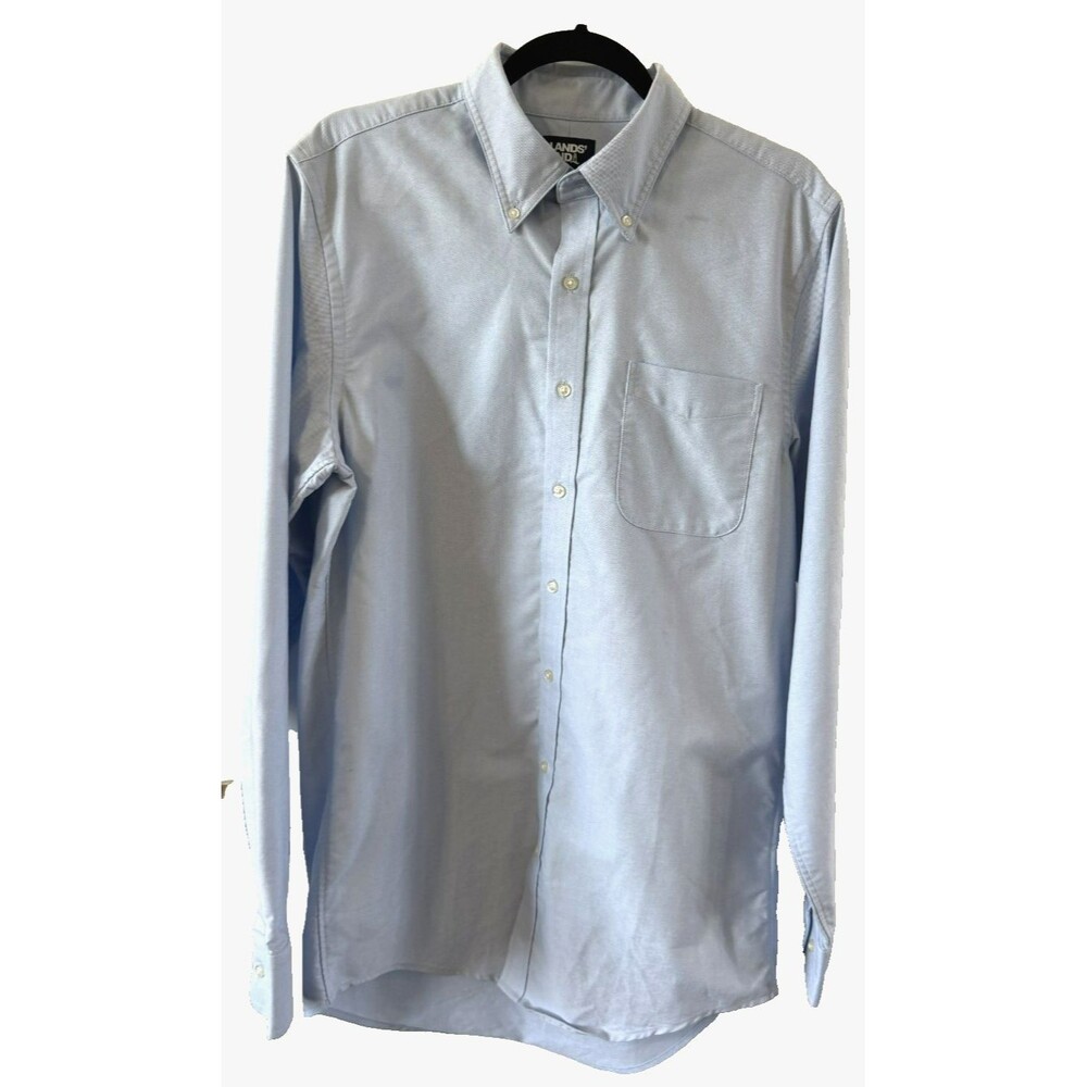 Lands’ End Chambray Button Down Shirt M/T 15-15 1/2 light Blue Oxford Workwear